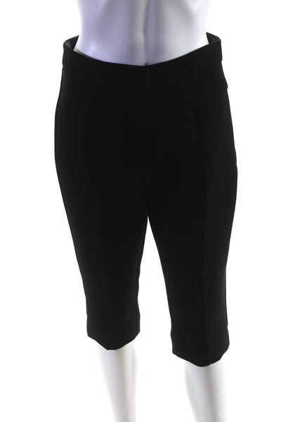 Esse Womens Woven High Rise Zip Up Slim Cut Cropped Pants Black Size 4