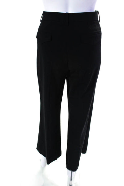 Theory Womens Wool Pleated Front Wide Leg Dress Trousers Pants Black Size 10
