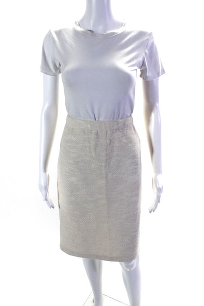 St. John Collection Women's Elastic Waist Unlined Pencil Skirt Beige Size 8