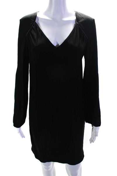 Sandro Women's Long Sleeve V-Neck Shift Dress Black Size 2