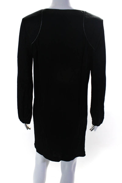Sandro Women's Long Sleeve V-Neck Shift Dress Black Size 2