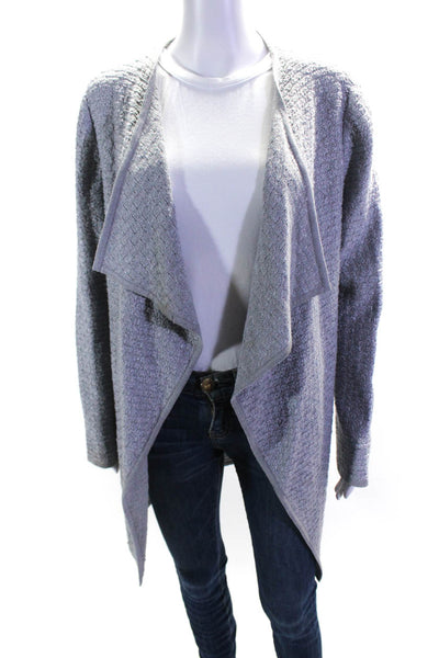 St. John Collection Women's Open Front Waterfall Cardigan Gray Size M