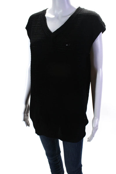 Missoni Women's Sleeveless V-Neck Knit Vest Top Black Size 6