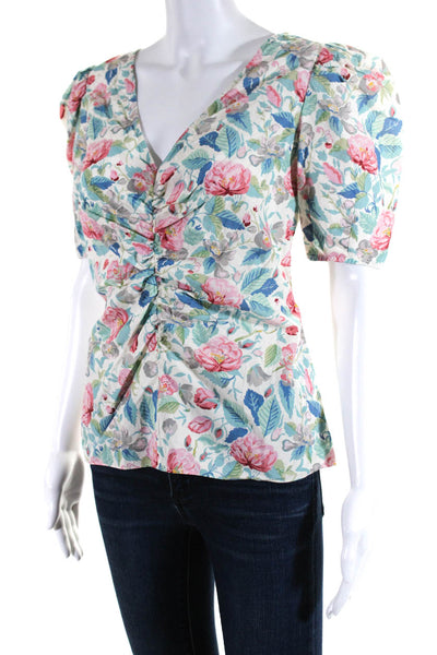 La Vie Rebecca Taylor Womens Painted Garden Top White Size 0 13557819