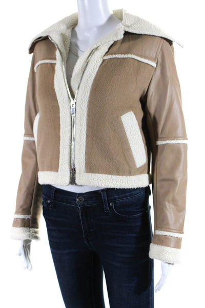 SIMKHAI Womens Adelynn Faux Sherpa Jacket Brown Size 0 14200596