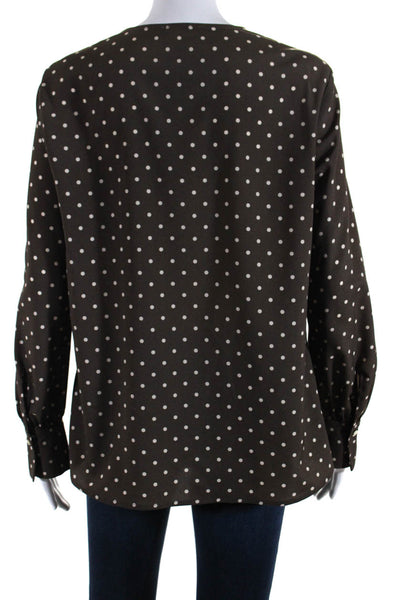 Marella Womens Seoita Polka Dot Tied Knot Long Sleeve Blouse Top Brown Size 6