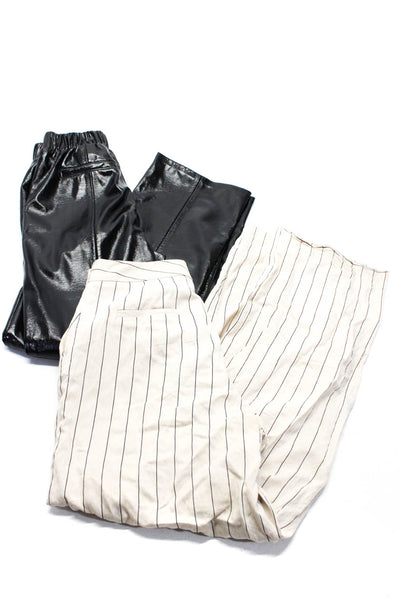 Blank NYC Zara Womens Ruched Striped Elastic Straight Pants Black Size S Lot 2