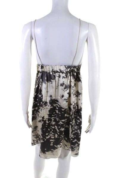 Lauren Moffatt Womens Abstract Strappy Empire Waist Dress Gray Cream Size 4