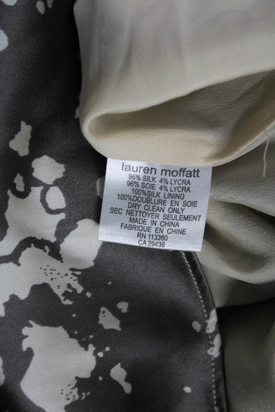 Lauren Moffatt Womens Abstract Strappy Empire Waist Dress Gray Cream Size 4