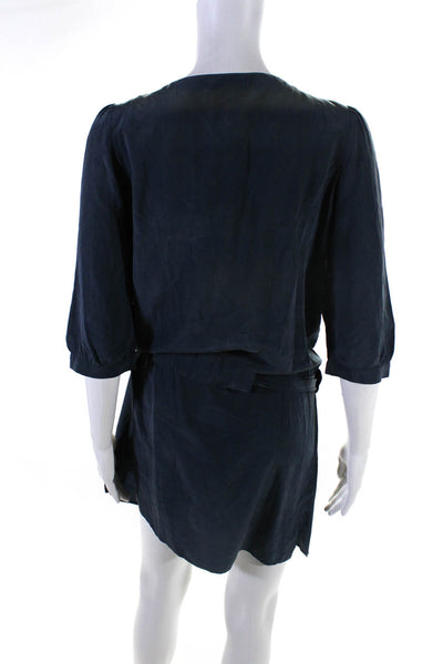 Mason Womens 3/4 Sleeved Double Breasted Buttoned Wrap Dress Navy Blue Size 6