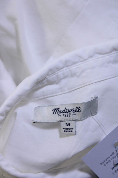 Madewell Womens White Cotton Collar Long Sleeve Button Down Shirt Dress Size M