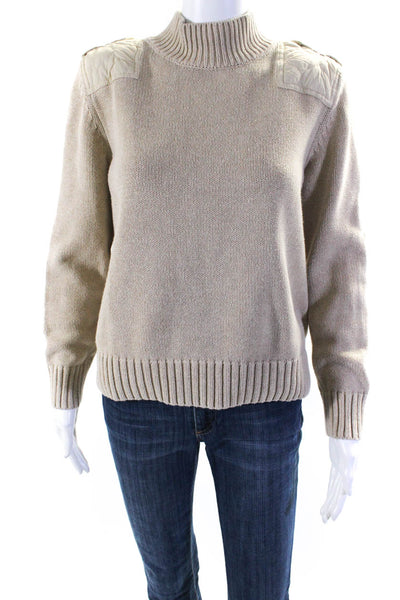 525 America Womens Mock Neck Patch Sweater Brown Size 10 13259047
