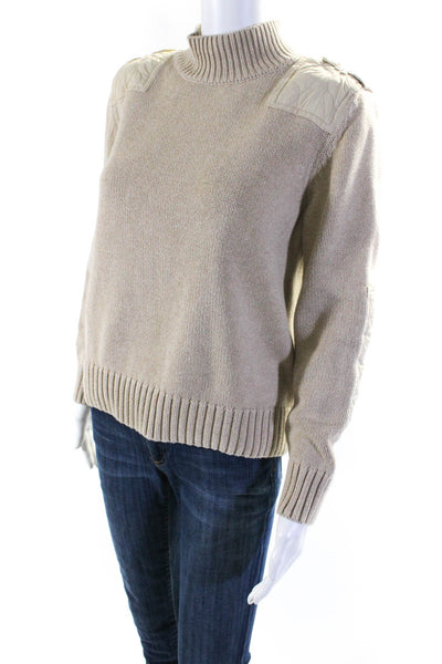 525 America Womens Mock Neck Patch Sweater Brown Size 10 13259047