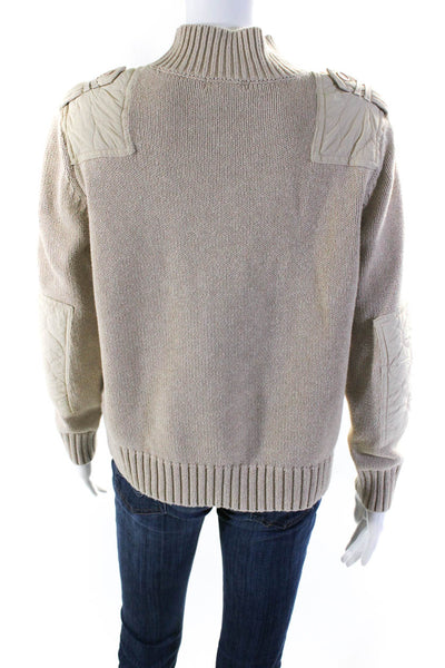 525 America Womens Mock Neck Patch Sweater Brown Size 10 13259047