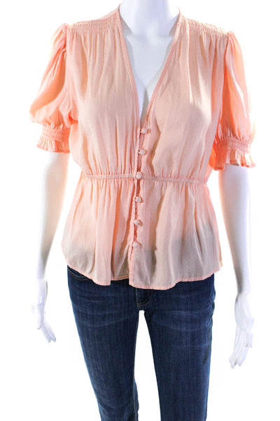 Louna Womens Pink Button Front Top Pink Size 0 14116320