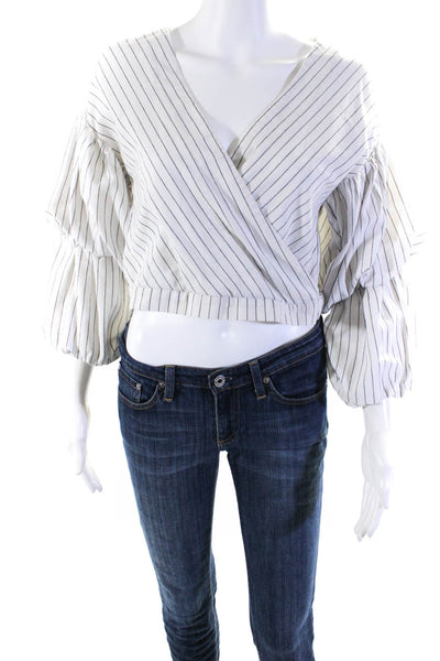 Saylor Womens Striped Grove Top White Size 0 11220671