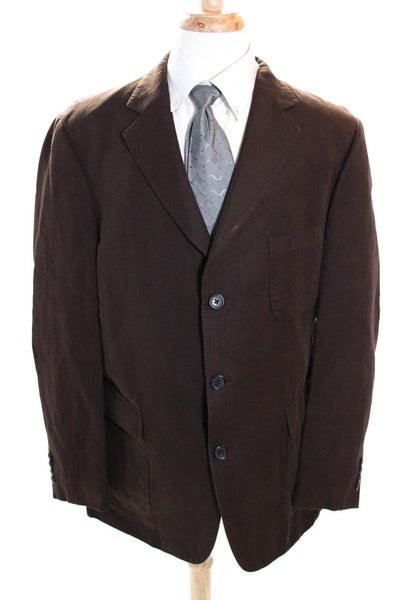 346 Brooks Brothers Mens Linen Darted Collared Long Sleeve Blazer Brown Size L