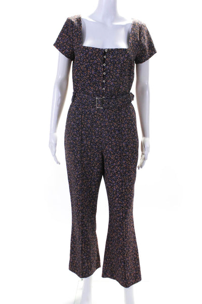 SIMKHAI Womens Nicky Floral Jumpsuit Purple Size 10 13074252