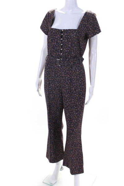 SIMKHAI Womens Nicky Floral Jumpsuit Purple Size 6 13073549