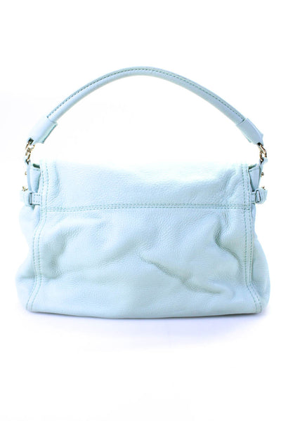 Kate Spade New York Pebbled Leather Flap Closure Satchel Handbag Turquoise Blue