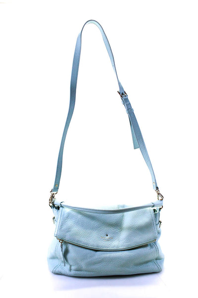 Kate Spade New York Pebbled Leather Flap Closure Satchel Handbag Turquoise Blue