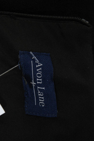 Avon Lane Womens Black Crepe Crew Neck Zip Back Long Sleeve A-Line Dress Size S