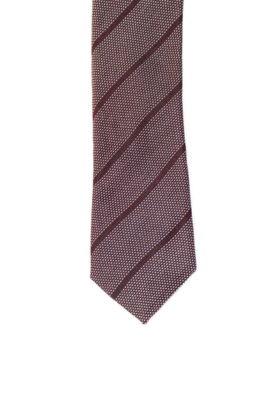 Dior Mens Striped Print Textured Classic Tie Burgundy Size One Size