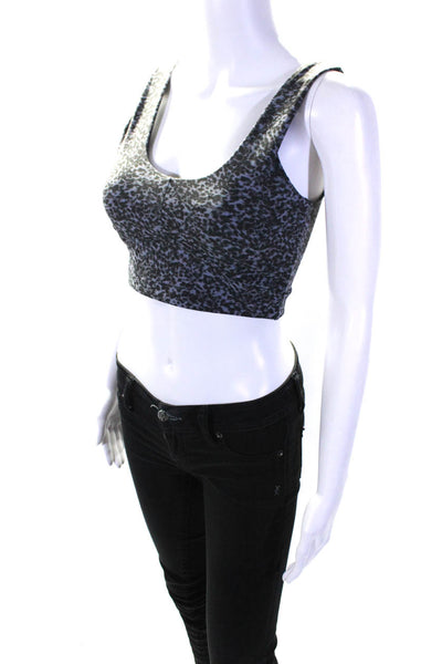 Varley Womens Elise Cheetah Print Scoop Neck Sports Bra Black Gray Size Medium