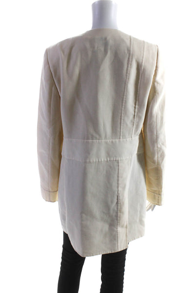 Akris Womens Wool Lightweight Snap Front Long Jacket Coat Ivory Size 10