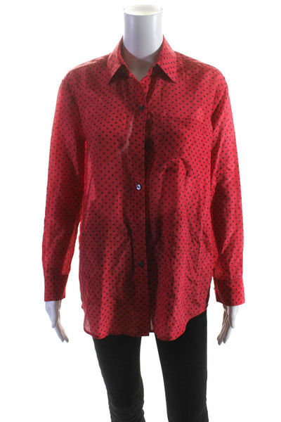 Equipment Femme Womens Cotton Star Print Long Sleeve Button Up Shirt Red Size XS