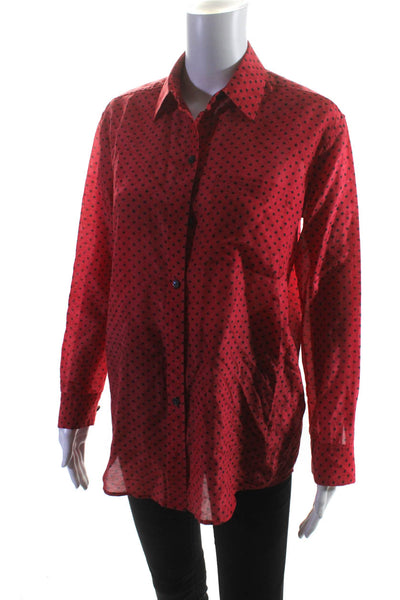 Equipment Femme Womens Cotton Star Print Long Sleeve Button Up Shirt Red Size XS