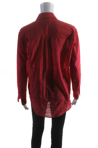 Equipment Femme Womens Cotton Star Print Long Sleeve Button Up Shirt Red Size XS