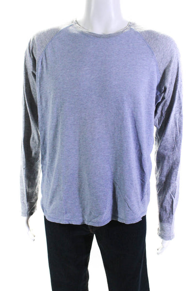 Vince Women's Round Neck Long Sleeves T-Shirt Blue Size L