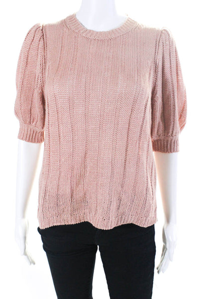 J Crew Women's Linen Short Sleeve Medium Knit Blouse Pink Size S