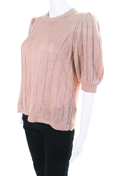 J Crew Women's Linen Short Sleeve Medium Knit Blouse Pink Size S