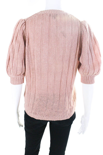 J Crew Women's Linen Short Sleeve Medium Knit Blouse Pink Size S