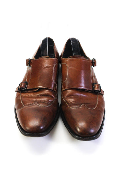 Canali Mens Leather Buckled Wingtip Derby Loafers Brown Size EUR42.5