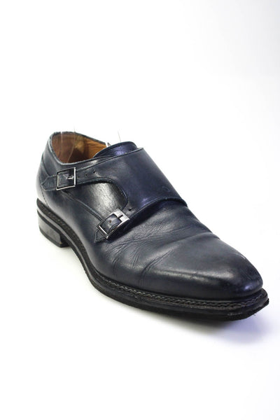 Jose Real Mens Leather Buckled Whole One-Piece Oxford Loafers Blue Size EUR42