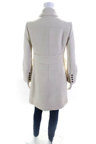 J Crew Womens Wool Double Cloth Buttoned Collared Long Sleeve Coat White Size 2