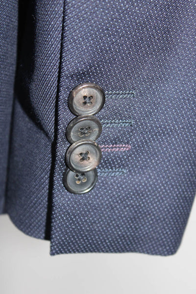 Paul Smith Mens Wool Button Collar Long Sleeve Blazer Pants Set Blue Size EUR36