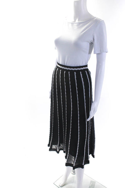 Missoni Womens Cotton Striped Pleat Elastic Waist A-Line Skirt Black Size EUR46