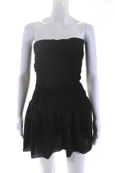 Maje Womens Strapless Studded Bubble Hem Mini Little Black Dress Black Size 3