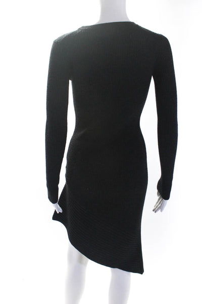 Allsaints Womens Merino Wool Crewneck Asymmetrical Sweater Dress Black Size XS