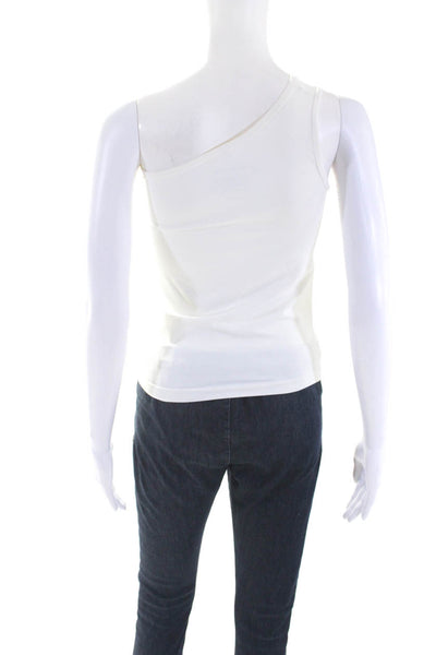 Helmut Lang Womens Tight Knit Sleeveless One Shoulder Tank Top White Size S