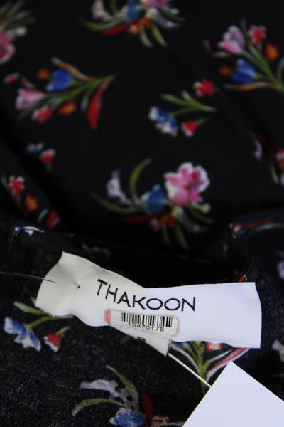 Thakoon Collective Womens Watercolor Floral Jumpsuit Black Size 4 13470410