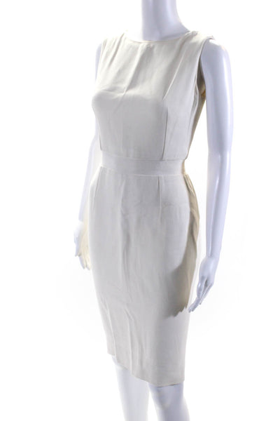 Christian Dior Women's Sleeveless Lined Back Slit Sheath Dress White Size 6
