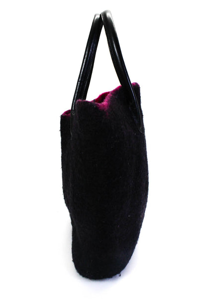 Mitta Ko Womens Double Handle Medium Felt Tote Handbag Purple Pink