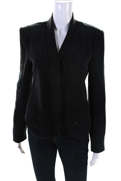 Rebecca Minkoff Womens Long Sleeves Lined One Button Cropped Blazer Black Size 6