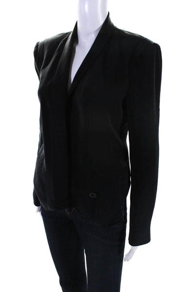 Rebecca Minkoff Womens Long Sleeves Lined One Button Cropped Blazer Black Size 6