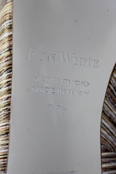 Ron White Womens Leather Metallic Peep Toe Platform Pumps Multicolor Size 9.5US